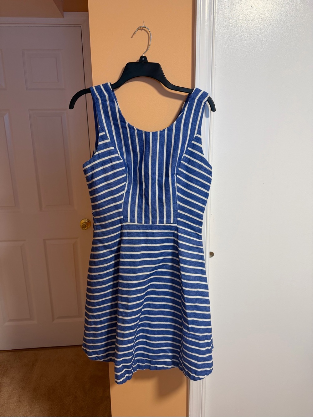 Vineyard Vines Blue and White Striped Sleeveless Fit-and-Flare Dress